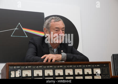 Knightsbridge, UK. 20th Mar, 2017. Renowned Pink Floyd drummer Nick Mason was reunited with an Abbey Road Console at Bonhams Knightsbridge today. The console is still in working order and is to be sold by Bonhams at their TCM Presents. Rock and Roll Through the Lens sale in New York on the 27th March Credit: Keith Larby/Alamy Live News Stock Photo