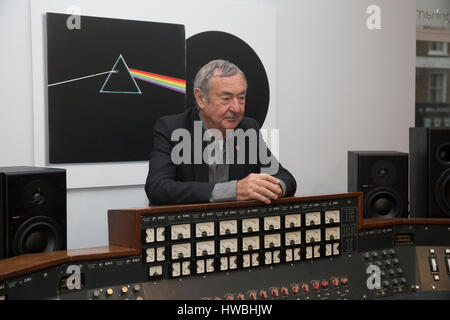 Knightsbridge, UK. 20th Mar, 2017. Renowned Pink Floyd drummer Nick Mason was reunited with an Abbey Road Console at Bonhams Knightsbridge today. The console is still in working order and is to be sold by Bonhams at their TCM Presents. Rock and Roll Through the Lens sale in New York on the 27th March Credit: Keith Larby/Alamy Live News Stock Photo