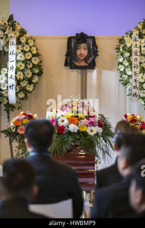 The funeral of Chinese student Zhang Yao in Tor Sapienza, Rome, Italy. The Chinese student was hit by a train while pursuing muggers. The body of the missing 21-year-old Chinese Fine Art student from Hohhot, Zhang Yao, was found on December 9th 2016 in a ditch, where it had apparently landed after being struck by the train. The train crew were unaware the of the accident. Her body was found in a bush next to the railway line that runs adjacent to the via Salvati traveller camp.  Featuring: Atmosphere Where: Rome, Italy When: 15 Feb 2017 Credit: IPA/WENN.com  **Only available for publication in Stock Photo