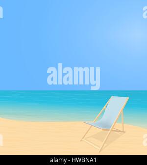 Beach landscape with deck chair Stock Vector