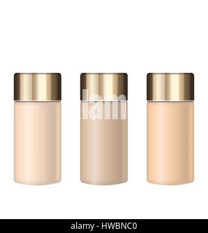 Collection Realistic Tubes of Foundations with Different Shades Stock Vector
