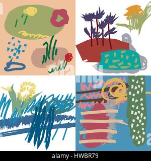 Spring set artistic universal floral cards. Stock Vector