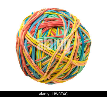 An Isolated Image Of A Multicolored Rubber Band Ball With A White Background Stock Photo