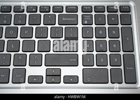 Modern laptop keyboard closeup. Numeric keyboard. Shallow depth of field. Stock Photo