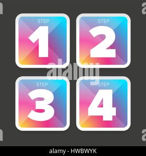 One Two Three Four steps Stock Vector