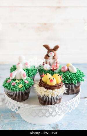 Served Easter cup cakes,selective focus Stock Photo