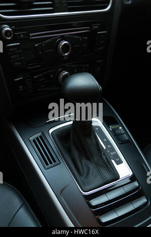 Close up of automatic car gear box in park mode Stock Photo