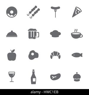 Vector black food icons set on white background Stock Vector
