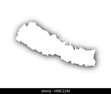 Map of Nepal, on black background, map with flag Stock Photo - Alamy