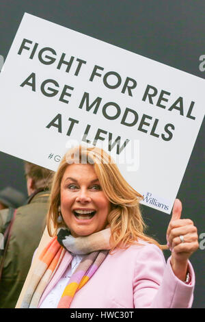 Former Sun Page 3 model Jilly Johnson joins Jane Felstead as models all over the age of 45 protest against age discrimination, calling for a wider use of older models on the catwalk.  Featuring: Jilly Johnson Where: London, United Kingdom When: 17 Feb 201 Stock Photo