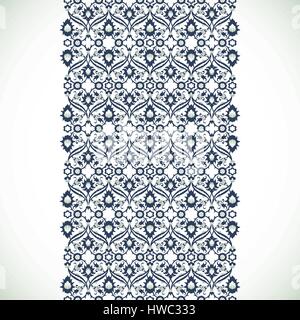 Arabesque lace damask seamless border  floral decoration print for design template vector. Eastern style pattern. Ornamental illustration for invitati Stock Vector