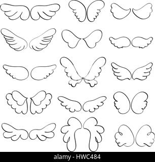 Set of angel wings on a white background. Calligraphy Vector illustration EPS10 Stock Vector