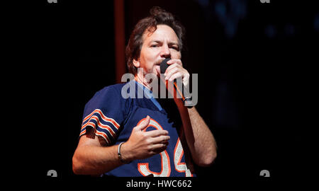 Eddie Vedder, lead singer of Pearl Jam performing at the Air Canada