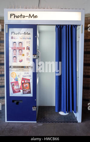 A Photo-Me photo booth in a shopping centre in Cambridge UK Stock Photo