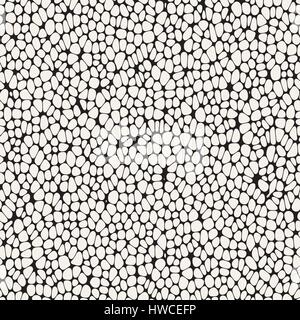 Organic Irregular Rounded Jumble Shapes. Vector Seamless Black and White Pattern Stock Vector