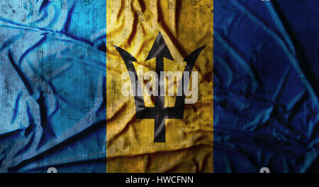 Grunge crumpled Barbados flag. 3d rendering Stock Photo