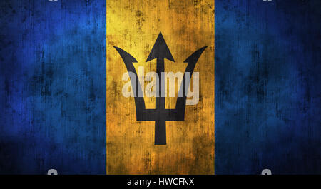 Grunge crumpled Barbados flag. 3d rendering Stock Photo