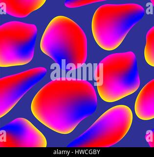 Seamless background with drops in bright neon pink yellow violet colors Stock Vector