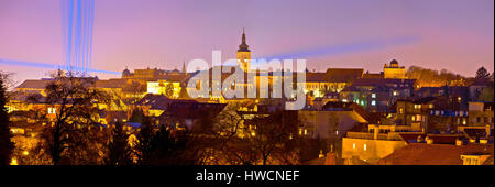 Zagreb historic upper town night view, capital of Croatia Stock Photo