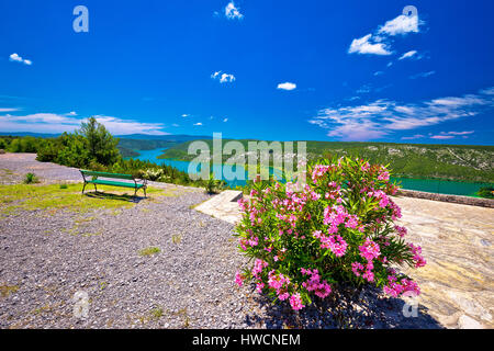 Viewpoint on Krka river national park cliffs, Dalmatia, Croatia Stock Photo
