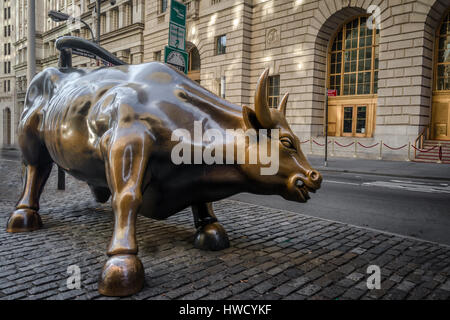 Wall Street Charging Bull Sculpture at Lower Manhattan - New York, USA