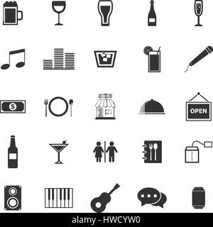 Pub Or Bar Icons White On Black Flat Design Circle Set Big Stock Vector ...