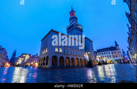 City Hall in Opole at night. Opole, Opolskie, Poland. Stock Photo