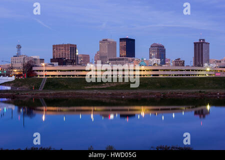 Evening in Dayton across Great Miami River. Dayton, Ohio, USA. Stock Photo