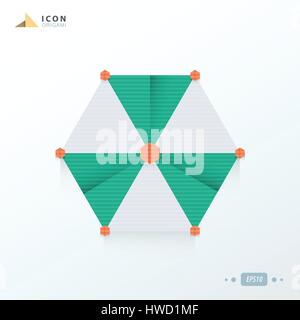 beach umbrella  icon origami flat style Stock Vector