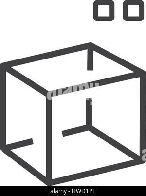 square Line Style 3D print icon Stock Vector