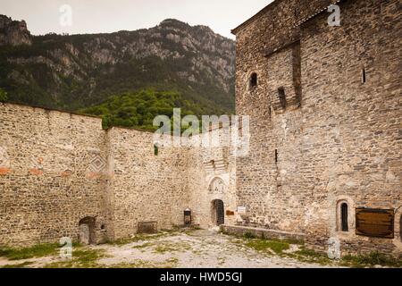 Greece, Central Macedonia Region, Litohoro, Mount Olympus, Agios Dionysios monastery, exterior Stock Photo