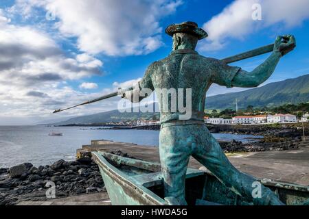 Portugal, Azores archipelago, Pico island, Sao Roque do Pico, monument to the whalers Stock Photo