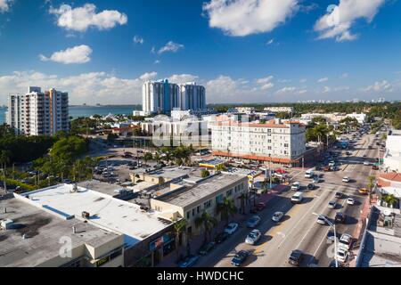 United States, Florida, Miami Beach, elevated view of Alton Road Stock Photo