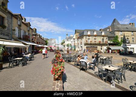 France, Morbihan, Malestroit medieval village, Bouffay square Stock Photo