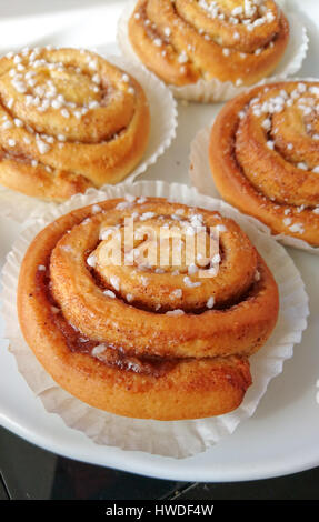 Sweet swedish rolls with cinnamon, also known as bulle