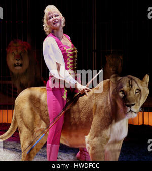 Lion tamer at Circus Renz Stock Photo