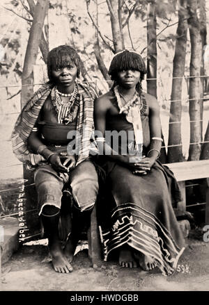 Portrait of two Bhaca Women  1891 ( discrimination - racism ) South Africa African Stock Photo