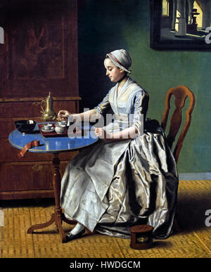 A Dutch Girl at Breakfast 1756 Jean Etienne Liotard ( 1702-1789 ) Swiss Switzerland Stock Photo
