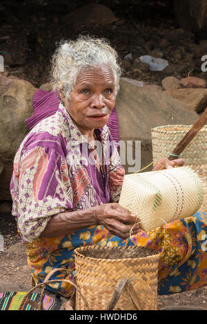 Shopkeeper in Abui Village, near Kalabahi, Pulau Alor, Indonesia Stock Photo