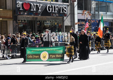 St. Patrick's Day Parade on Fifth Avenue, Manhattan, NYC, USA Stock Photo