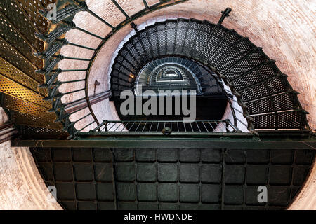 NC00687-00...NORTH CAROLINA - Stairway in Currituck Beach Light House in the town of Corolla on the Outer Banks. Stock Photo