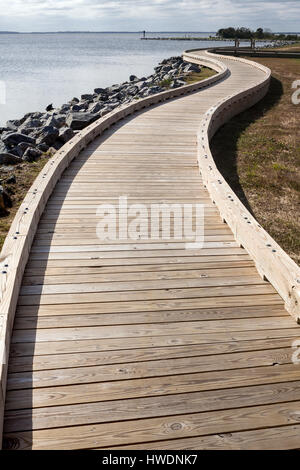 NC00699-00...NORTH CAROLINA - Walkway along Currituck Sound at the Whalehead Club in the town of Corolla on the Outer Banks. Stock Photo