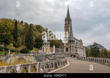 The Basilica of Our Lady of the Immaculate Conception in Lourdes, France Stock Photo