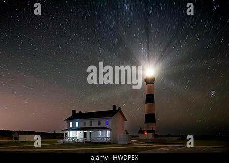 NC007854-00...NORTH CAROLINA - Night view of Bodie Island Lighthouse on Bodie Island along the Outer Banks, Cape Hatteras National Seashore.