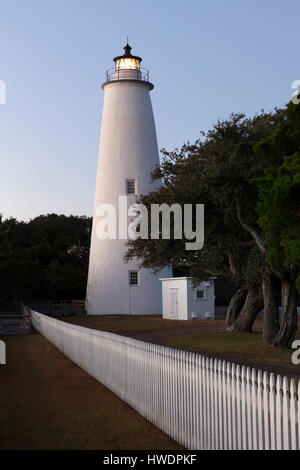 NC00818-00...NORTH CAROLINA - Ocracoke Lighthouse built in 1823 on Ocracoke Island is part of the Outer Banks. Stock Photo