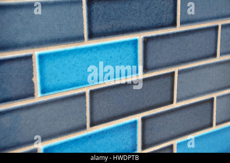 Blue tiles on a wall. Stock Photo