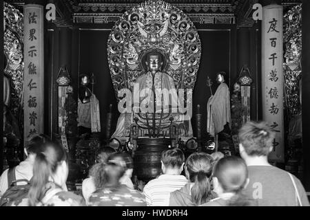 The buddha image; color in black and white, at the Tibetan Buddhist Lama temple in Beijing China Stock Photo