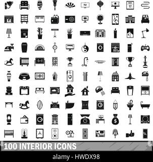 100 interior icons set, simple style Stock Vector Image & Art - Alamy