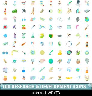 100 research and development icons set Stock Vector