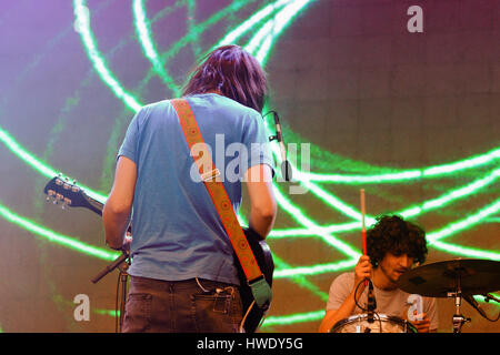BARCELONA - MAY 23: Tame Impala, psychedelic rock band project of Kevin Parker, in concert at Primavera Sound 2013 Festival. Stock Photo